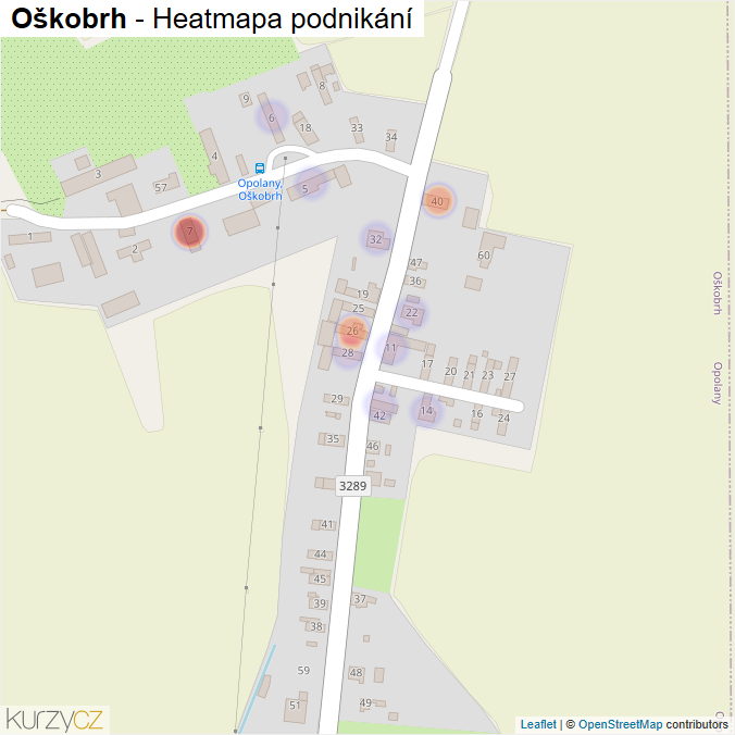Mapa Oškobrh - Firmy v části obce.