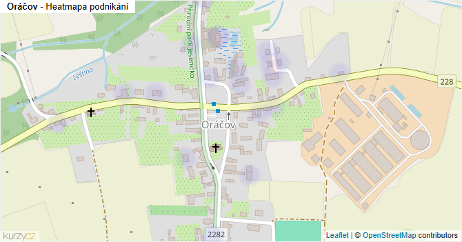 Oráčov - mapa podnikání