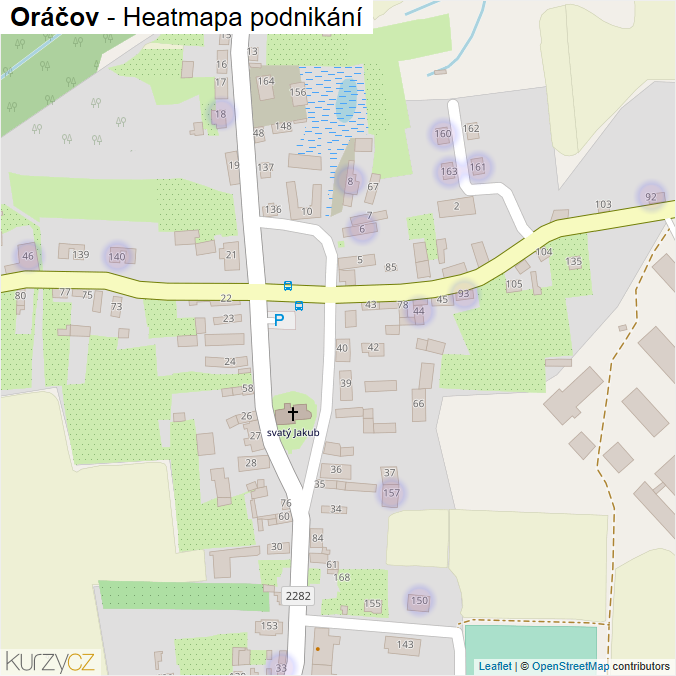 Mapa Oráčov - Firmy v části obce.