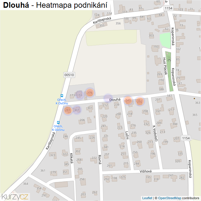 Mapa Dlouhá - Firmy v ulici.