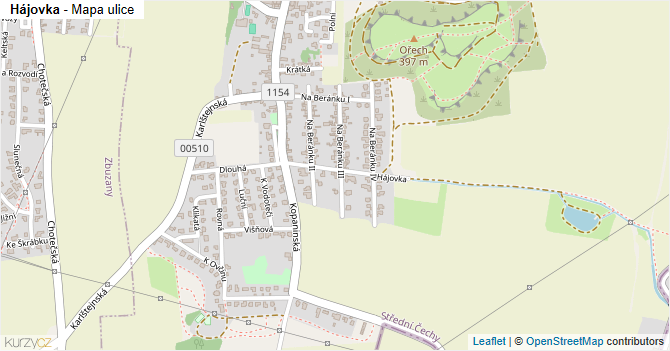 Hájovka - mapa ulice