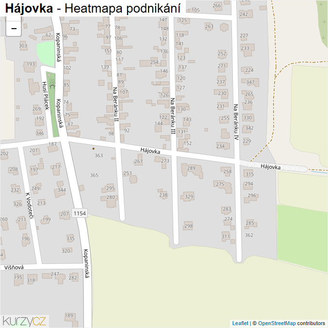 Mapa Hájovka - Firmy v ulici.