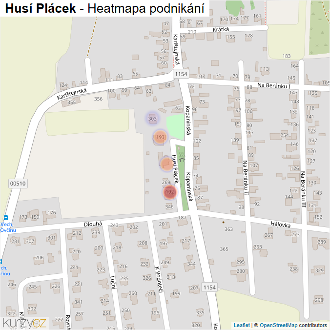 Mapa Husí Plácek - Firmy v ulici.