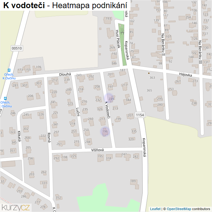 Mapa K vodoteči - Firmy v ulici.