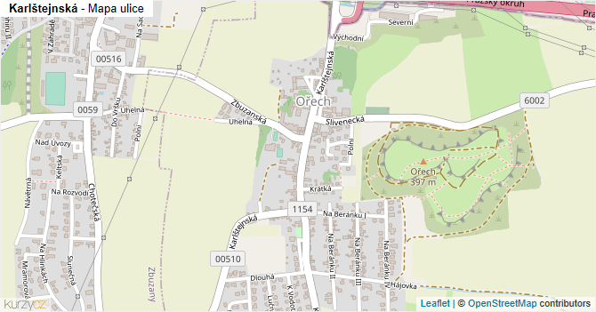 Karlštejnská - mapa ulice