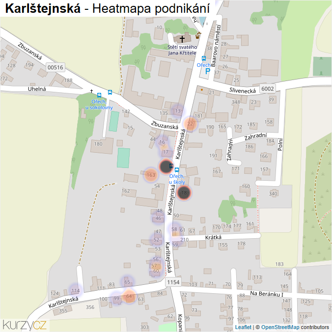 Mapa Karlštejnská - Firmy v ulici.