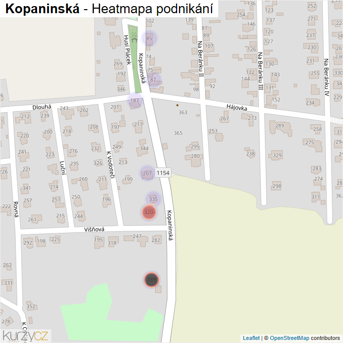 Mapa Kopaninská - Firmy v ulici.