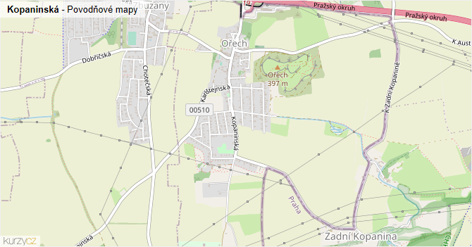 Kopaninská - záplavové mapy stoleté vody