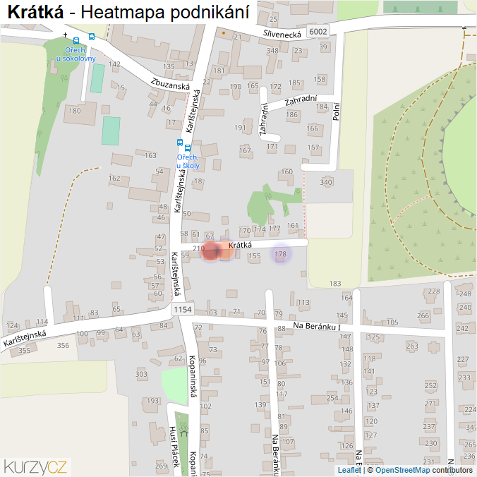 Mapa Krátká - Firmy v ulici.