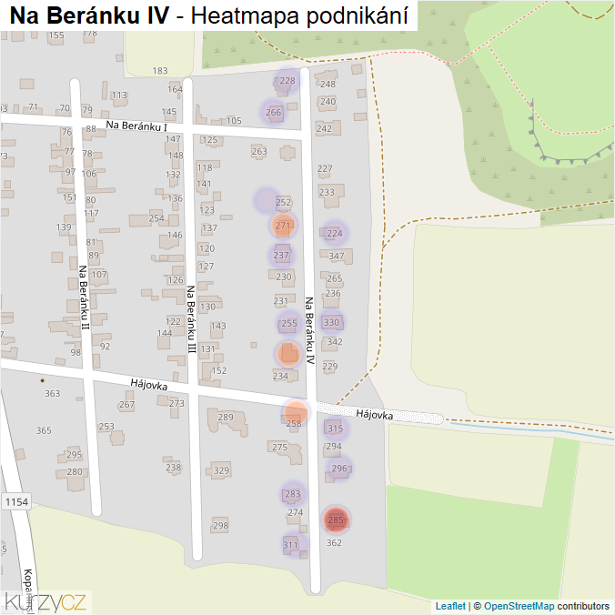 Mapa Na Beránku IV - Firmy v ulici.