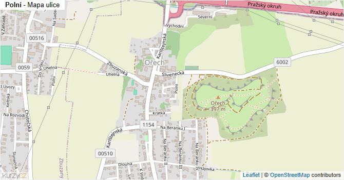 Polní - mapa ulice
