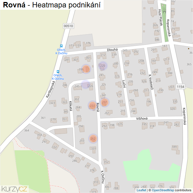 Mapa Rovná - Firmy v ulici.