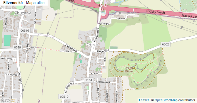 Slivenecká - mapa ulice
