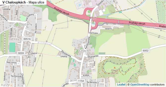 V Chaloupkách - mapa ulice