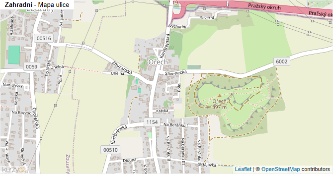 Zahradní - mapa ulice