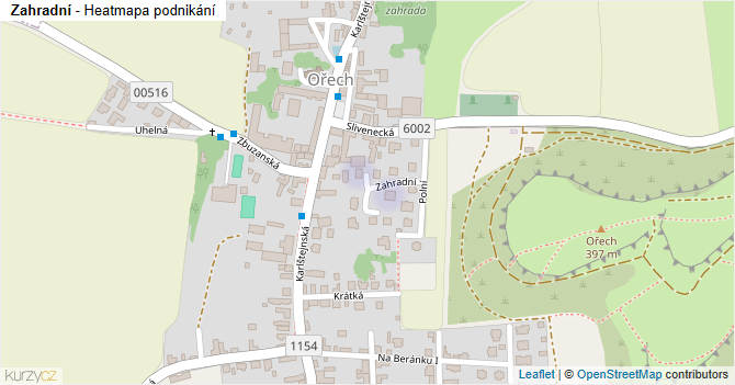 Zahradní - mapa podnikání