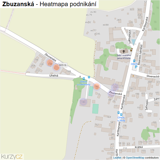 Mapa Zbuzanská - Firmy v ulici.