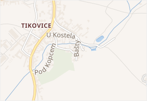 Bašty v obci Ořechov - mapa ulice