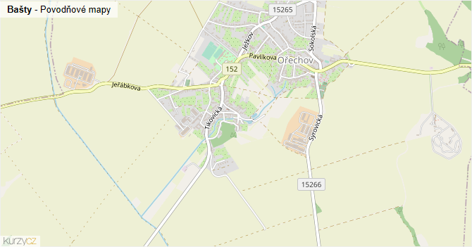 Bašty - záplavové mapy stoleté vody
