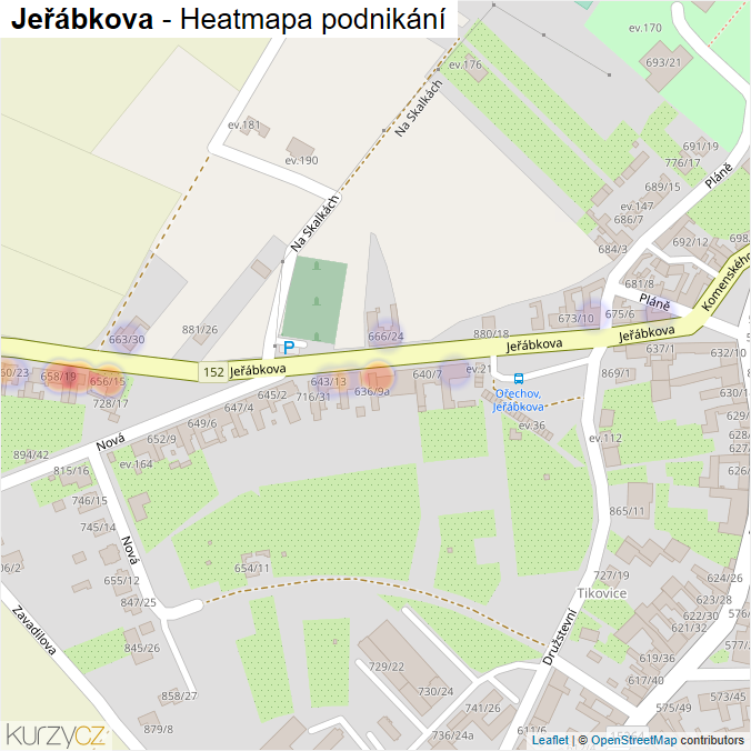 Mapa Jeřábkova - Firmy v ulici.