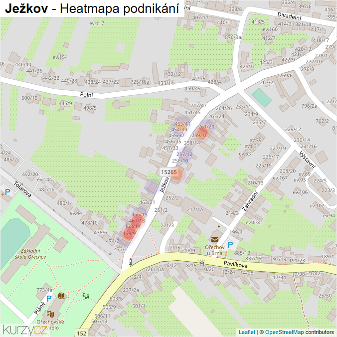 Mapa Ježkov - Firmy v ulici.