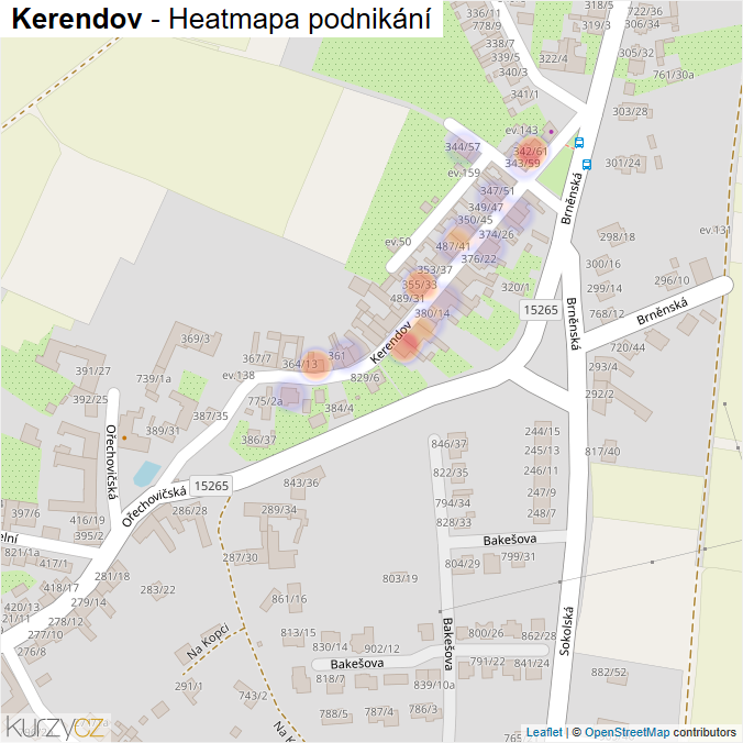 Mapa Kerendov - Firmy v ulici.