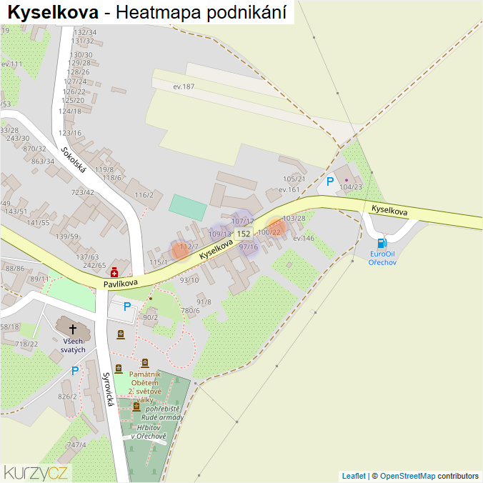 Mapa Kyselkova - Firmy v ulici.