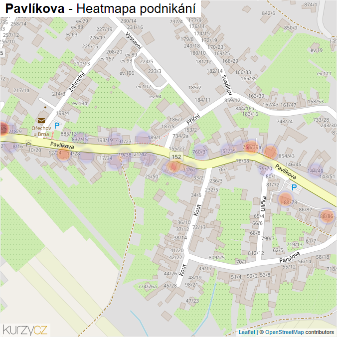 Mapa Pavlíkova - Firmy v ulici.