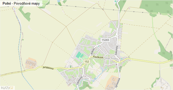 Polní - záplavové mapy stoleté vody