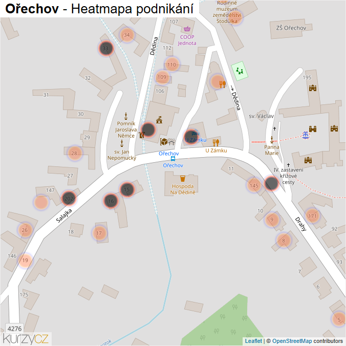 Mapa Ořechov - Firmy v obci.