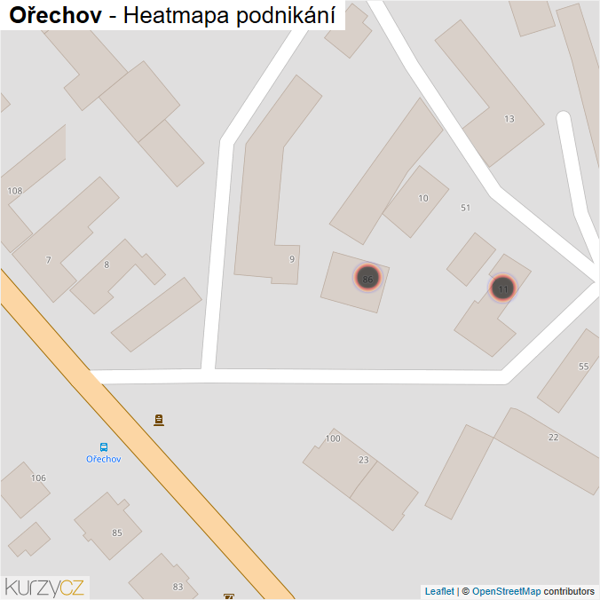 Mapa Ořechov - Firmy v obci.