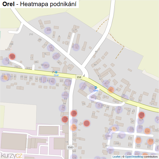 Mapa Orel - Firmy v části obce.