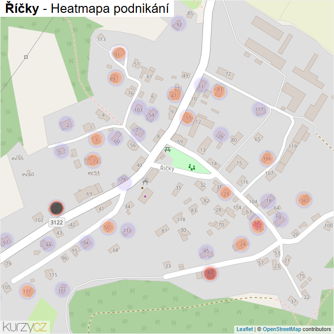 Mapa Říčky - Firmy v části obce.