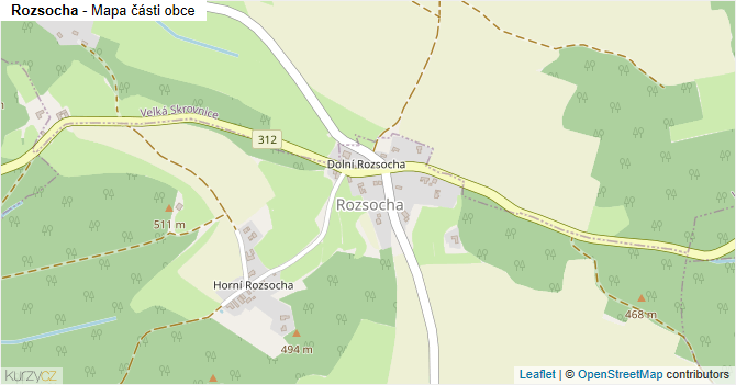 Rozsocha - mapa části obce