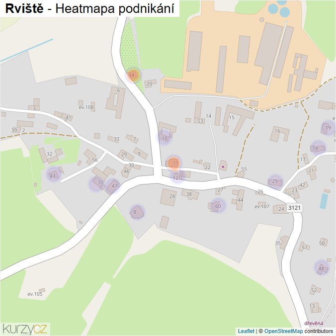 Mapa Rviště - Firmy v části obce.
