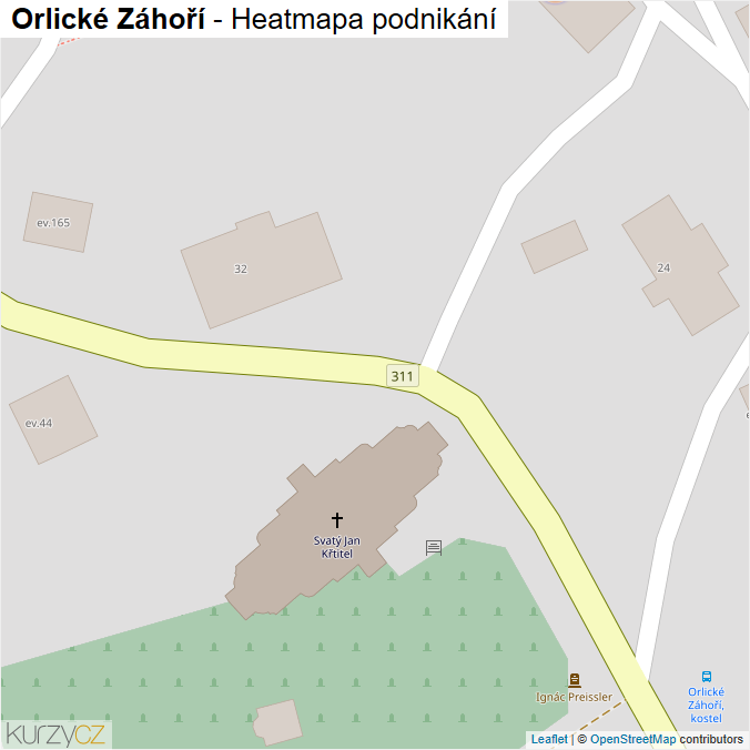 Mapa Orlické Záhoří - Firmy v obci.