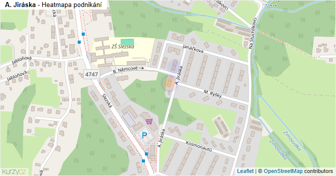 A. Jiráska - mapa podnikání