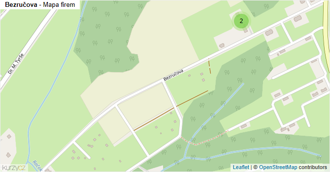 Bezručova - mapa firem