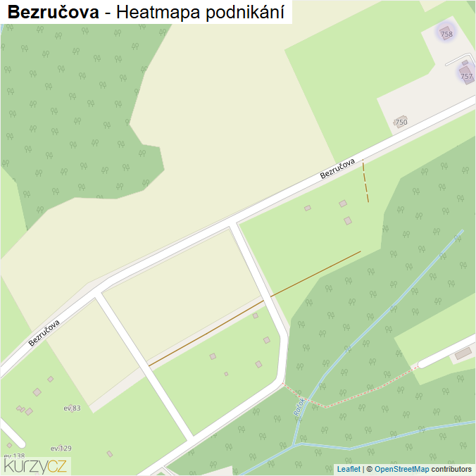 Mapa Bezručova - Firmy v ulici.