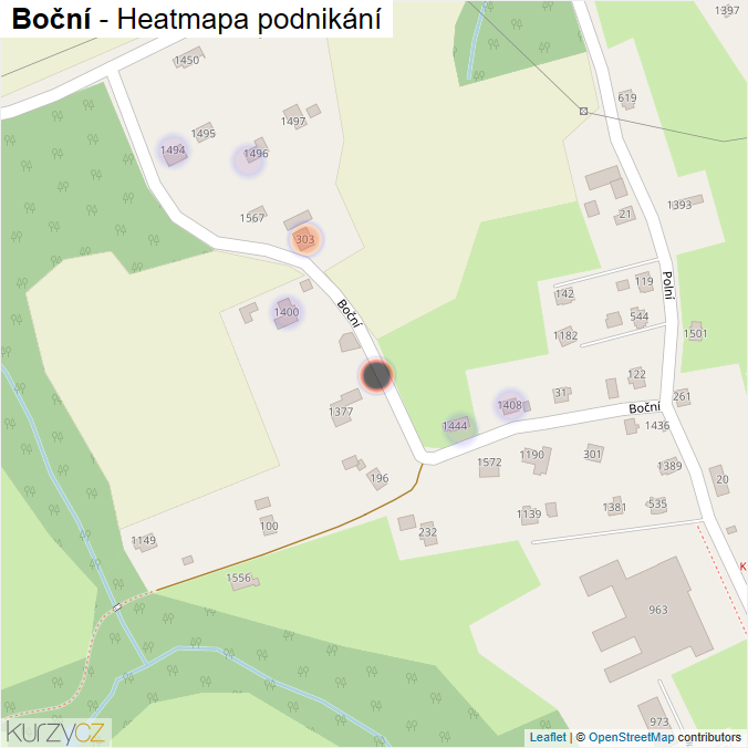 Mapa Boční - Firmy v ulici.