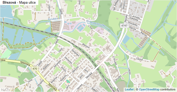 Březová - mapa ulice