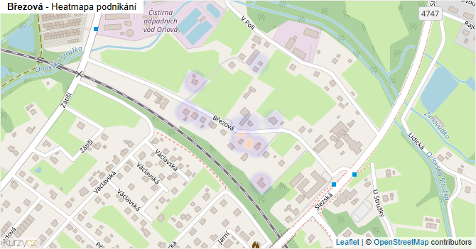 Březová - mapa podnikání
