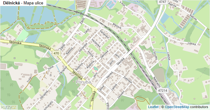 Dělnická - mapa ulice