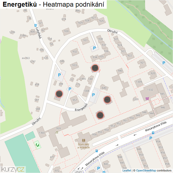 Mapa Energetiků - Firmy v ulici.