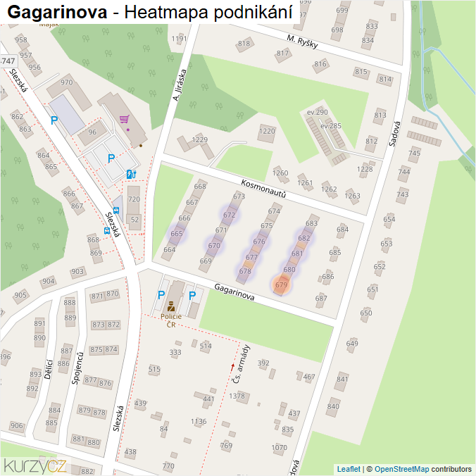Mapa Gagarinova - Firmy v ulici.