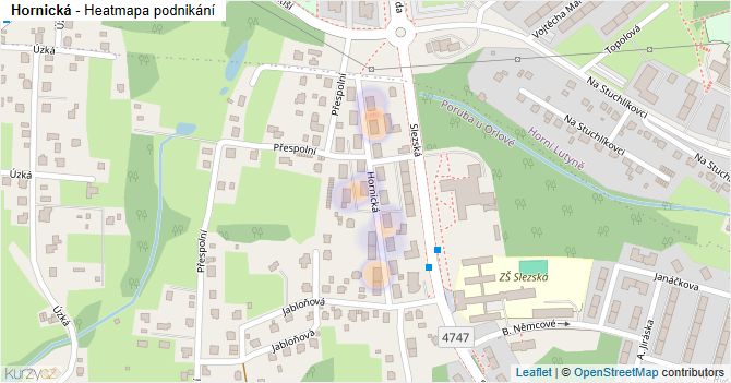 Hornická - mapa podnikání