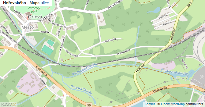 Hořovského - mapa ulice