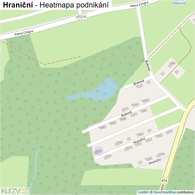 Mapa Hraniční - Firmy v ulici.