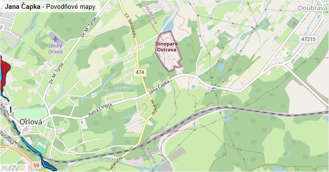 Jana Čapka - záplavové mapy stoleté vody
