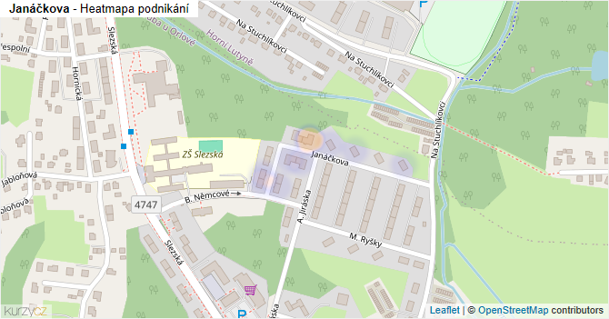 Janáčkova - mapa podnikání